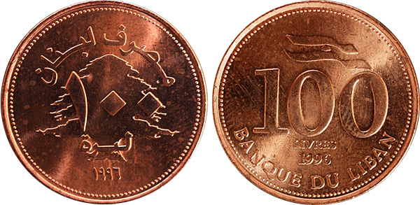 Внешний вид 100 (ста) ливанских фунтов
