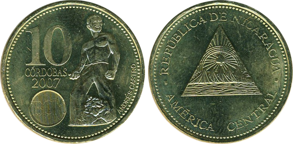 Внешний вид 10 (десяти) никарагуанских кордоб